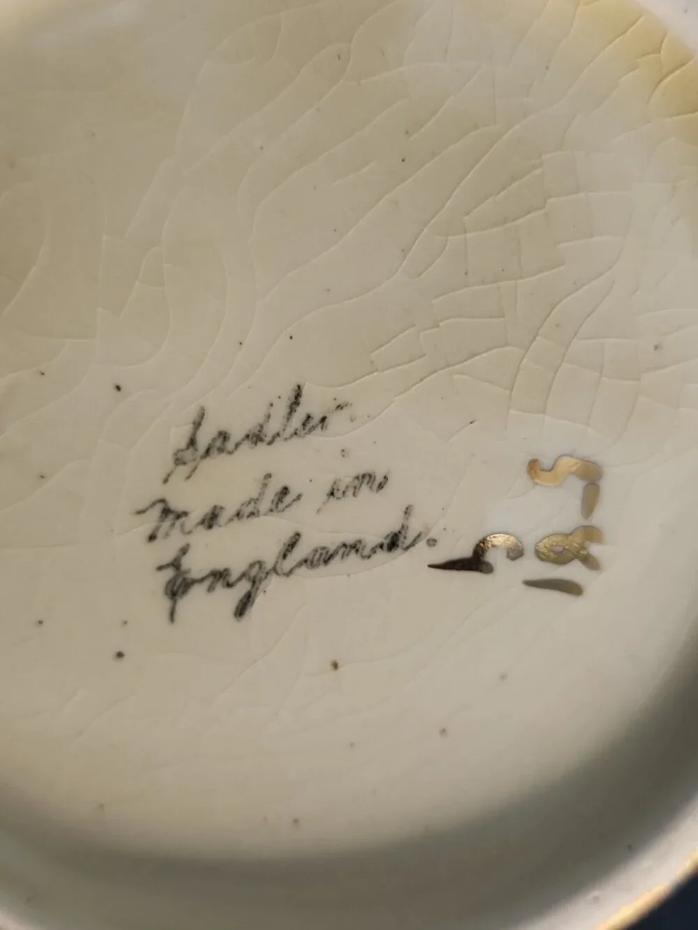 Vintage Sadler Tea Pot, Burslem, Stoke-on-Trent, England Gold Squiggles on Cream